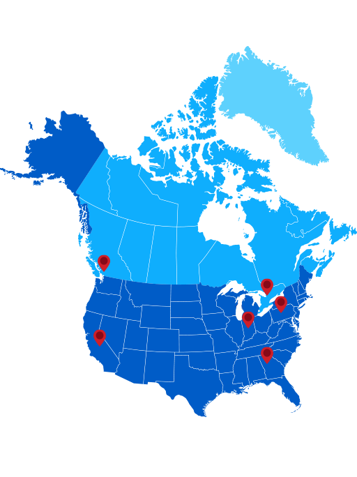 Map of D&H warehouse locations